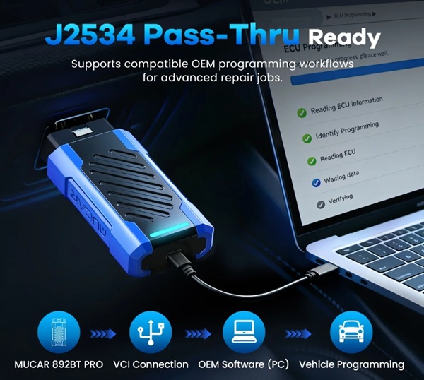 J2534 PASS-THRU MUCAR 892BT PRO